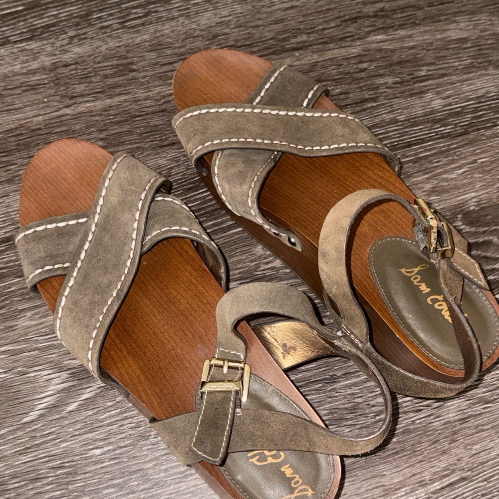 Sam Edelman Olive Green Leather Heels